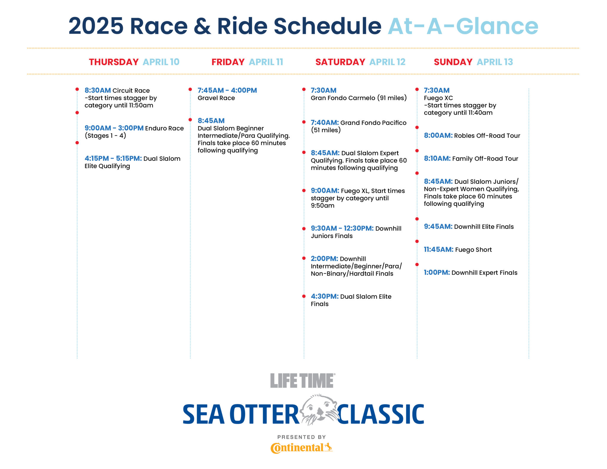 2025 Schedule Life Time Sea Otter Classic